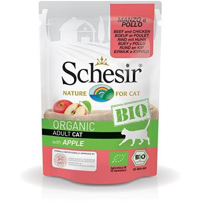 SCHESIR CAT BIO MANZO/POLLO/MELA 16 X GR 85