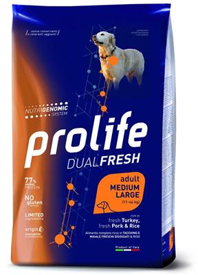 PROLIFE DOG DUAL MEDIUM/LARGE TACCHINO/MAIALE/RISO KG 2,5