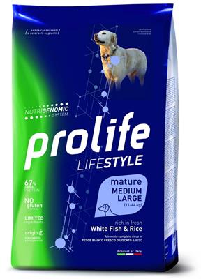 PROLIFE DOG LIFESTYLE SENIOR MEDIUM/LARGE PESCE/RISO KG 12