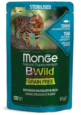 MONGE CAT BWILD STERILIZED BUSTE 28 X GR 85 TONNO/GAMBERETTI/ORTAGGI