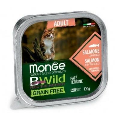 MONGE CAT BWILD 32 X GR 100 SALMONE/ORTAGGI