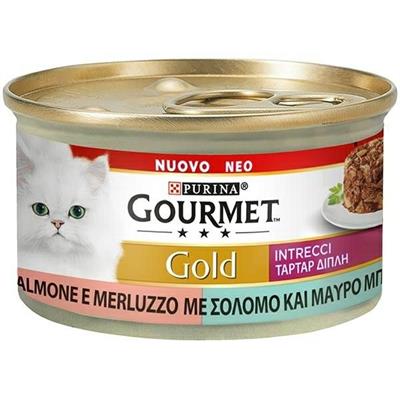 GOURMET GOLD INTRECCI SALMONE/MERLUZZO GR 85