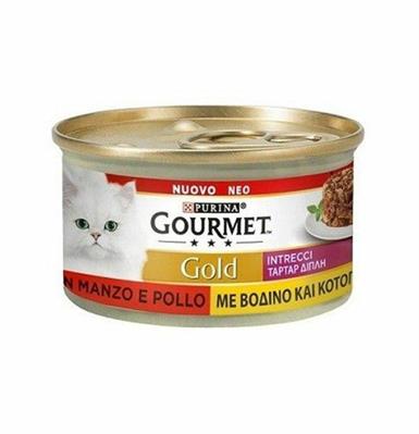 GOURMET GOLD INTRECCI POLLO/MANZO GR 85