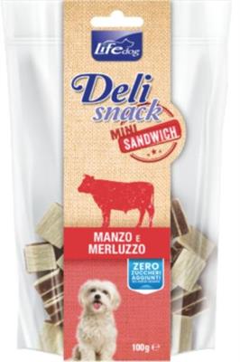 LIFEDOG DELISNACK SANDWICHES GR 100 MANZO/MERLUZZO