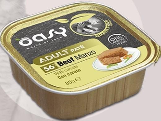 OASY CAT GRAIN FREE MANZO CON CAROTE 19 X GR 85