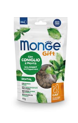 MONGE GIFT CAT FILLED CRUNCHY DENTAL CONIGLIO/MENTA GR 60