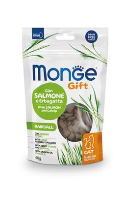 MONGE GIFT CAT FILLED CRUNCHY HAIRBALL SALMONE/ERBAGATTA GR 60