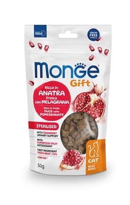 MONGE GIFT CAT MEAT MINIS STERILIZED ANATRA/MELAGRANA GR 50